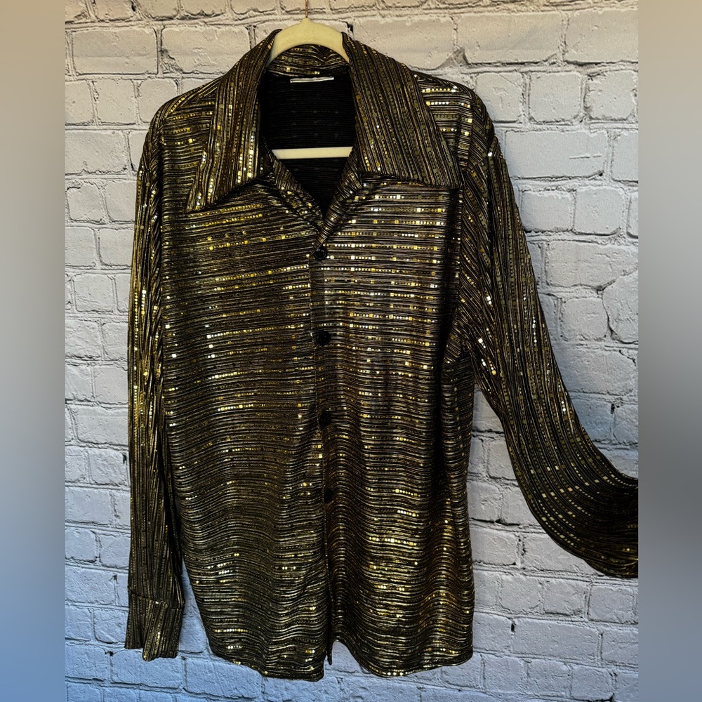 Metallic Men’s 2X Retro Style Button Down Long Sleeve